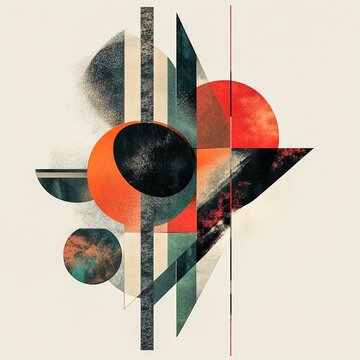 Organic shapes merging into a dynamic geometric collage creative and isolated