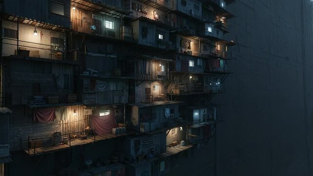Densely Packed Urban Living Amidst Concrete Walls