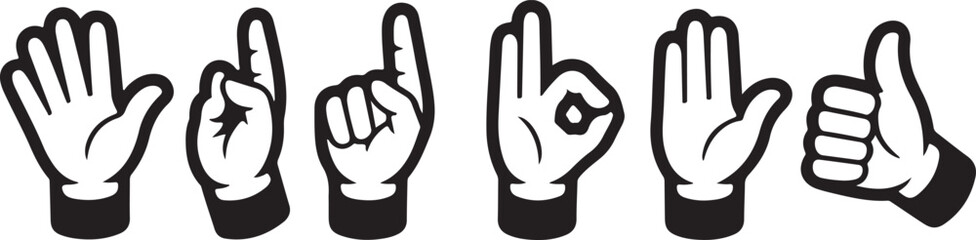 Stylized hands showing various gestures hand gestures
