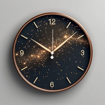 New Year's clock face at midnight minimalist