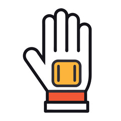 Glove Icon – Flat Line Vector Illustration of Protective Gear for Safety Graphics, Industrial Equipment, Workwear Icons, Medical Use, and Hand Protection Symbol Design