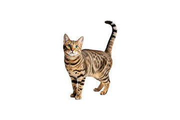 Brown tabby cat PNG, isolated on transparent background, domestic feline pet animal