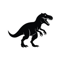 Tyrannosaurus silhouette, dinosaur vector icon, black t rex shape, prehistoric animal design on white background