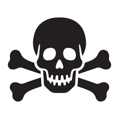 Jolly Roger pirate skull with crossbones warning sign illustration