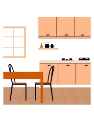 Minimalist Kitchen and Dining Area Illustration
