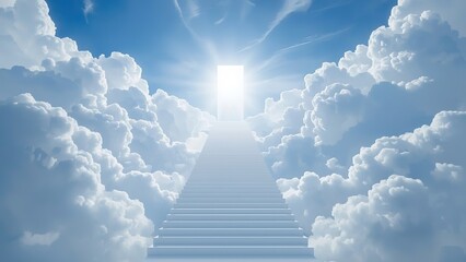 stairway to heaven in the blue sky background photo