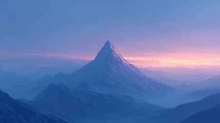 drone-top-down of lightning hitting pyramid-shaped mountain peak at twilight