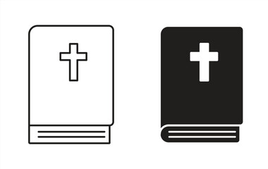 Obraz premium Bible icon, with cross symbol, isolated, isolated on white background, vector illustration.