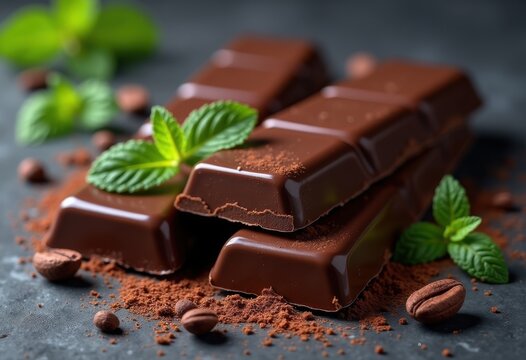 decadent luxury dark chocolate bars exuding elegance artistic slate backdrop rich textures indulging experience, gourmet, indulgence, luxurious, artisan