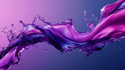 Vibrant wave of purple liquid in motion.