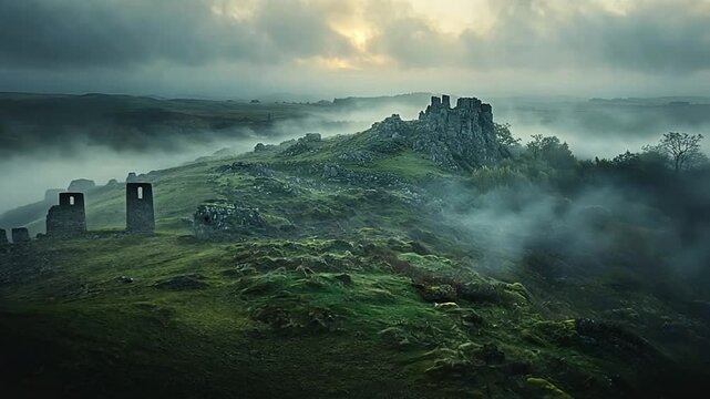 misty mornings over dartmoor english landscape video