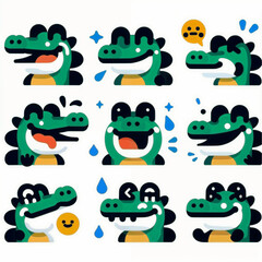 Fototapeta premium set of funny cartoon crocodile
