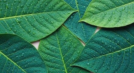 Dew Drops on Lush Green Leaves - Nature Photography