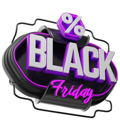 Black Week discount advertisement. 3d illustration.