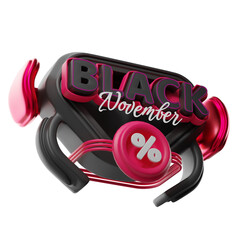 Black November special discounts. 3d illustration.