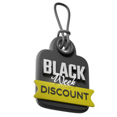 Black November discount label. 3d illustration.