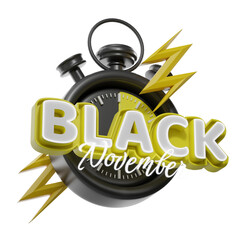 Black November with limited-time offers. 3d illustration.