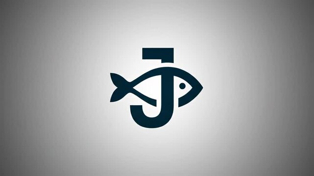Simple logo design of a fish incorporated within the letter J