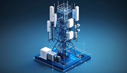 Modern cell tower, detailed isometric view