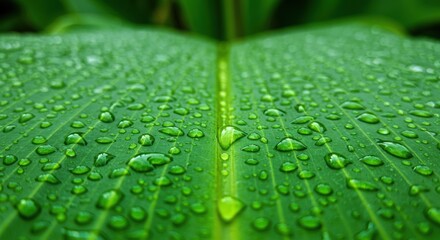 Dew Drops on Green Leaf Macro - Macro photography