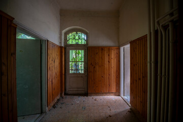Abandoned Historic Palace with Weathered Architecture and Atmospheric Decay