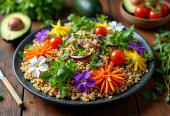 vibrant plant based meals colorful presentation rustic wooden table healthy delicious fresh ingredients culinary art gourmet, rainbow, lgbtq, lgbt, pride, love