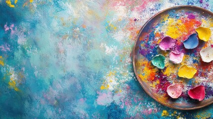 Colorful Petals on Vibrant Abstract Background with Artistic Texture