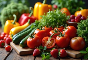 vibrant colorful arrangement fresh fruits vegetables organic nature bounty saturated colors harvest feast, rainbow, lgbtq, lgbt, pride, love, equality