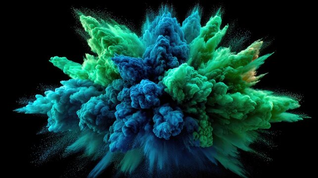 Vibrant Green and Blue Powder Burst