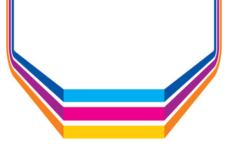 Bright arch. Abstract pattern of colored yellow, blue and purple parallel lines on a white background. Vector Striped background in retro style for advertising, packaging, web design. Design element.