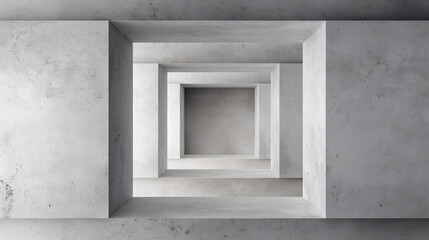 Fototapeta premium Concrete tunnel with repeating square frames creating a sense of depth.