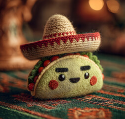 A Cute Felted Taco with a Sombrero