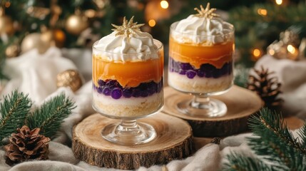 Delightful Festive Desserts in Elegant Glass Cups for Celebration