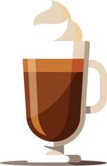 Herbal Tea Steam Aromatics Delicious Coffee Drink with Whipped Cream in a Glass Mug, Perfect for a Cozy Autumn...