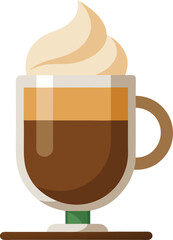 Herbal Tea Steam Aromatics Delicious Coffee Drink with Whipped Cream, Coffee Shop Menu, Beverage Illustration, Flat Design Style