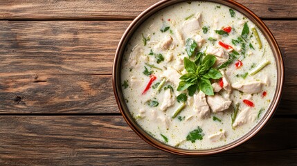 Creamy Coconut Chicken Soup with Fresh Herbs and Vegetables