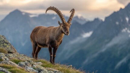 Majestic Ibex on Mountain Peak