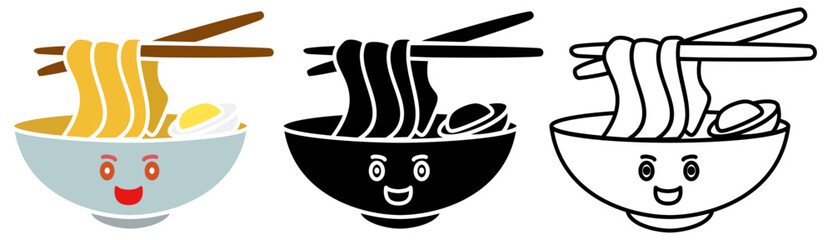 cute noodle bowl icon, vector illustration, symbol, design logo template pictogram, for ui or ux isolated on white for mobile app, editable