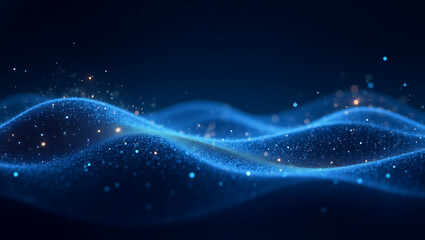 Fototapeta premium Abstract Blue Particle Wave: Glowing, Serene, Digital Background Texture