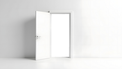 white open wooden door isolated on transparent png