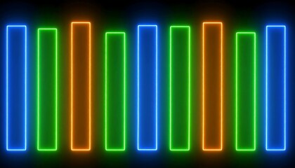 Obraz premium Neon bars in blue, green, and orange