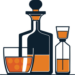 Functional Wellness Beverages Elegant Whiskey Decanter Set: Glass, Bottle, and Jigger for Sophisticated Drink Enjoyment