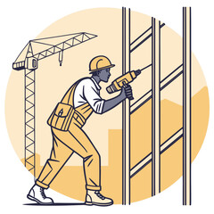 Construction worker in action, showcasing labor, safety, and development.