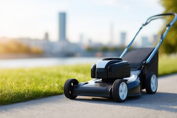 open mower deck seen from underneath resting on concrete