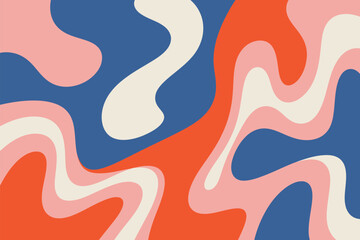 Abstract background featuring wavy shapes in blue orange pink and cream color palette design style
