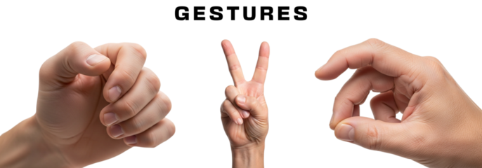 Fist pump peace sign ok hand gestures symbol communication nonverbal body on transparent background