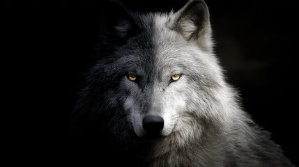 Obraz premium Wolf split in two halves of dark and light