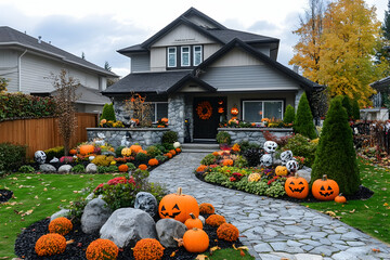 halloween pumpkin in a garden