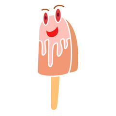 cute stick ice cream, simple flat style, vector illustration, symbol, design logo template pictogram, for ui or ux isolated on white for mobile app, editable