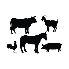 Cattle Vector Illustration. Farm Animal Silhouette for Agriculture and Livestock Design.